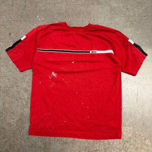 Point Zero Mens Red Short Sleeve T-Shirt Distressed Paint Splatter Vintage XL